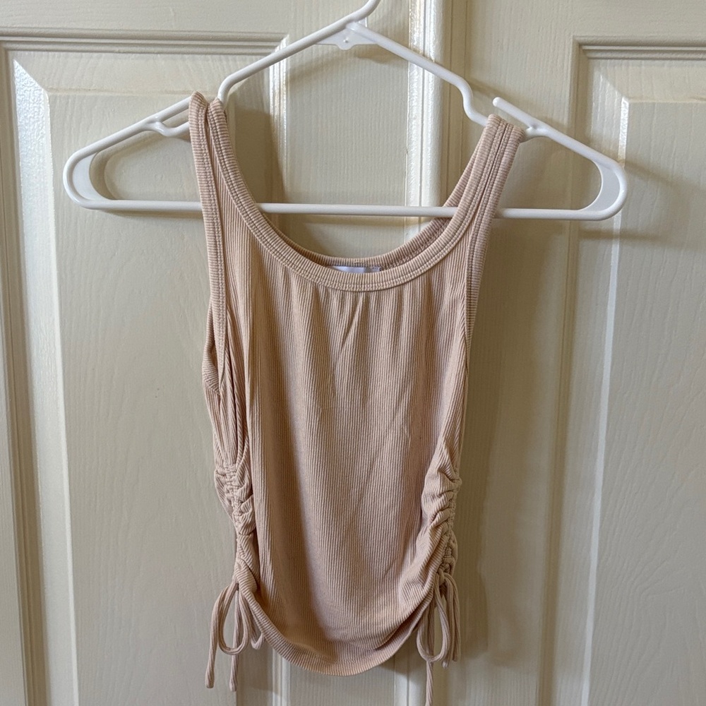 Princess Polly Cream Ruched Tank Top